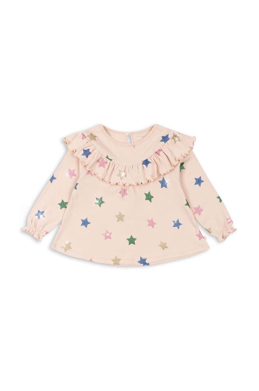 Detská bavlnená blúzka Konges Sløjd MALLI GLITTER BLOUSE GOTS béžová farba, vzorovaná, KS101593