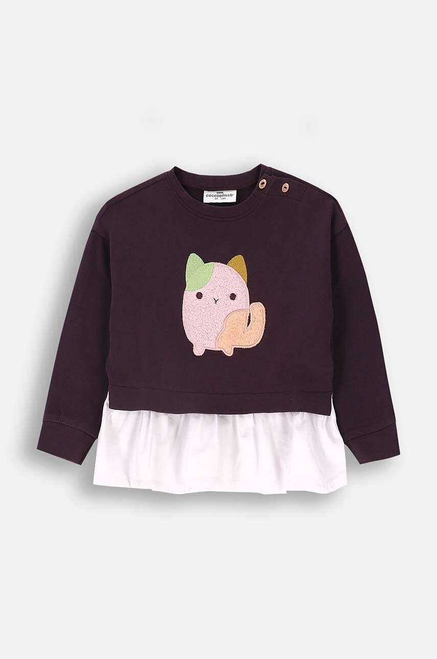Tričko s dlhým rukávom pre bábätká Coccodrillo fialová farba, PASTELOVE GIRL NEWBORN