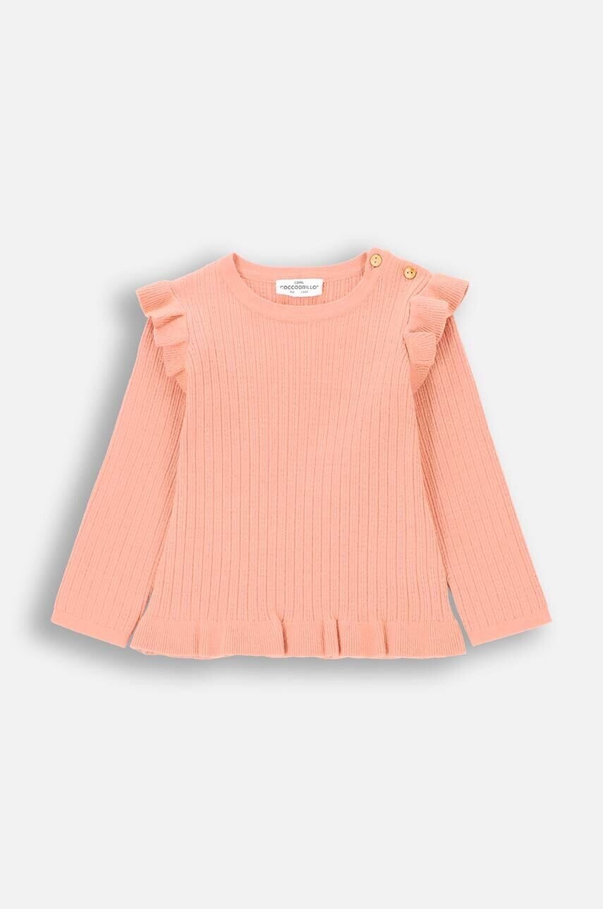 Sveter pre bábätká Coccodrillo oranžová farba, tenký, PASTELOVE GIRL NEWBORN