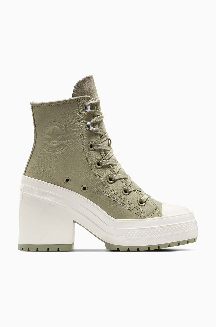 Kožené tenisky Converse Chuck 70 De Luxe Heel Platform dámske, zelená farba, A10378C