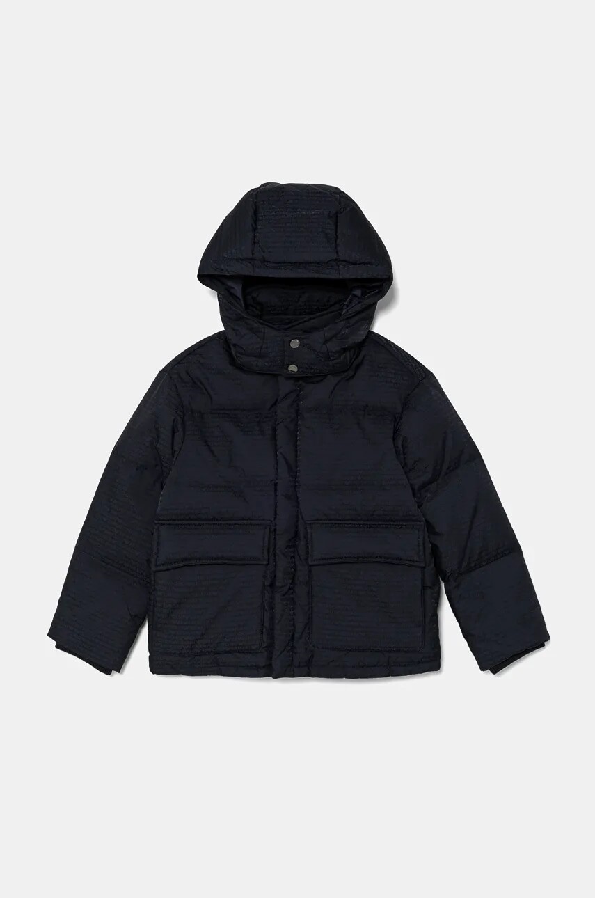 Detská páperová bunda Emporio Armani tmavomodrá farba, 6D4BJC 4NJKZ