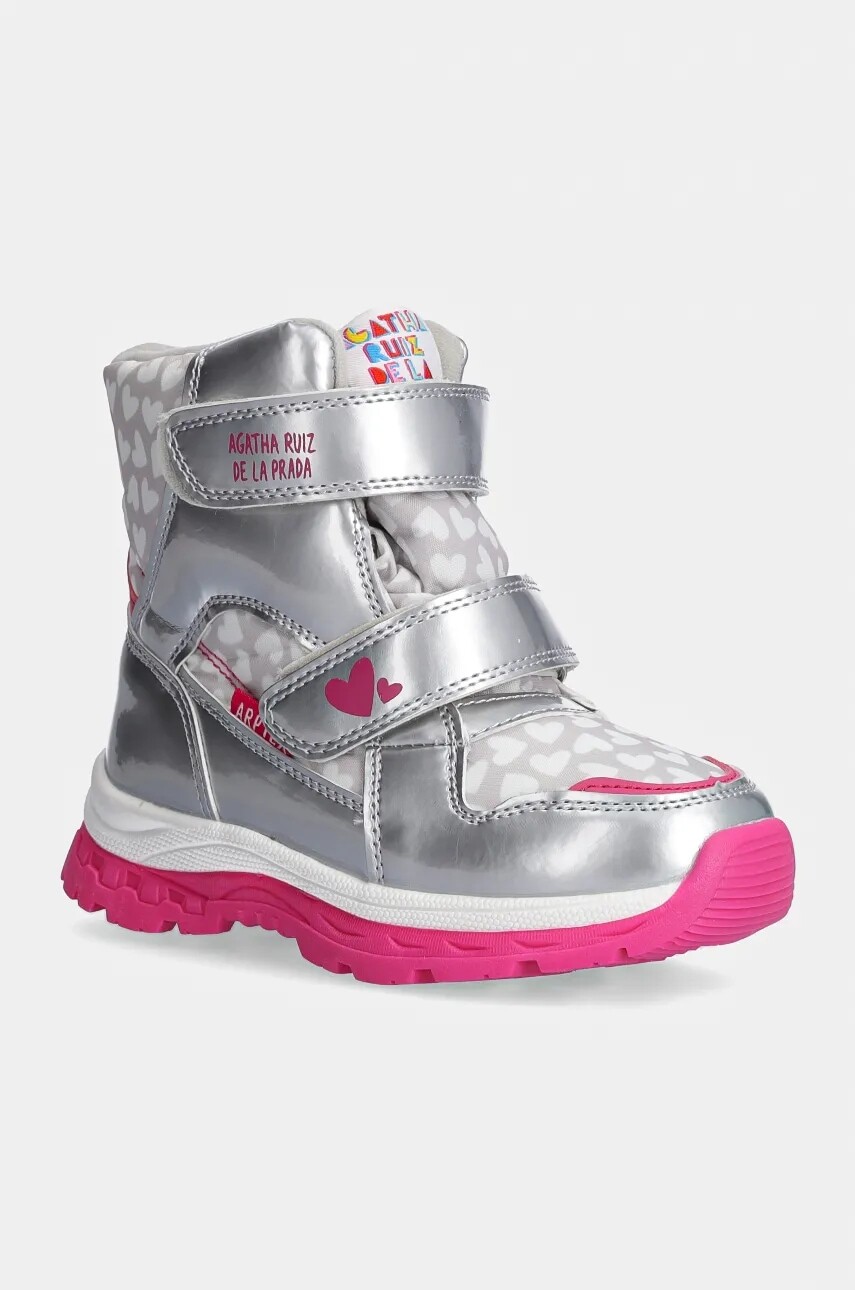 Detské zimné topánky Agatha Ruiz de la Prada strieborná farba, 241990