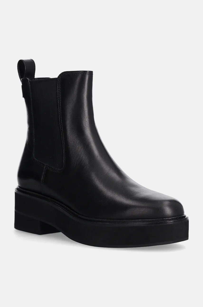 Kožené topánky chelsea Lauren Ralph Lauren Adrianna dámske, čierna farba, na platforme, 802945705001