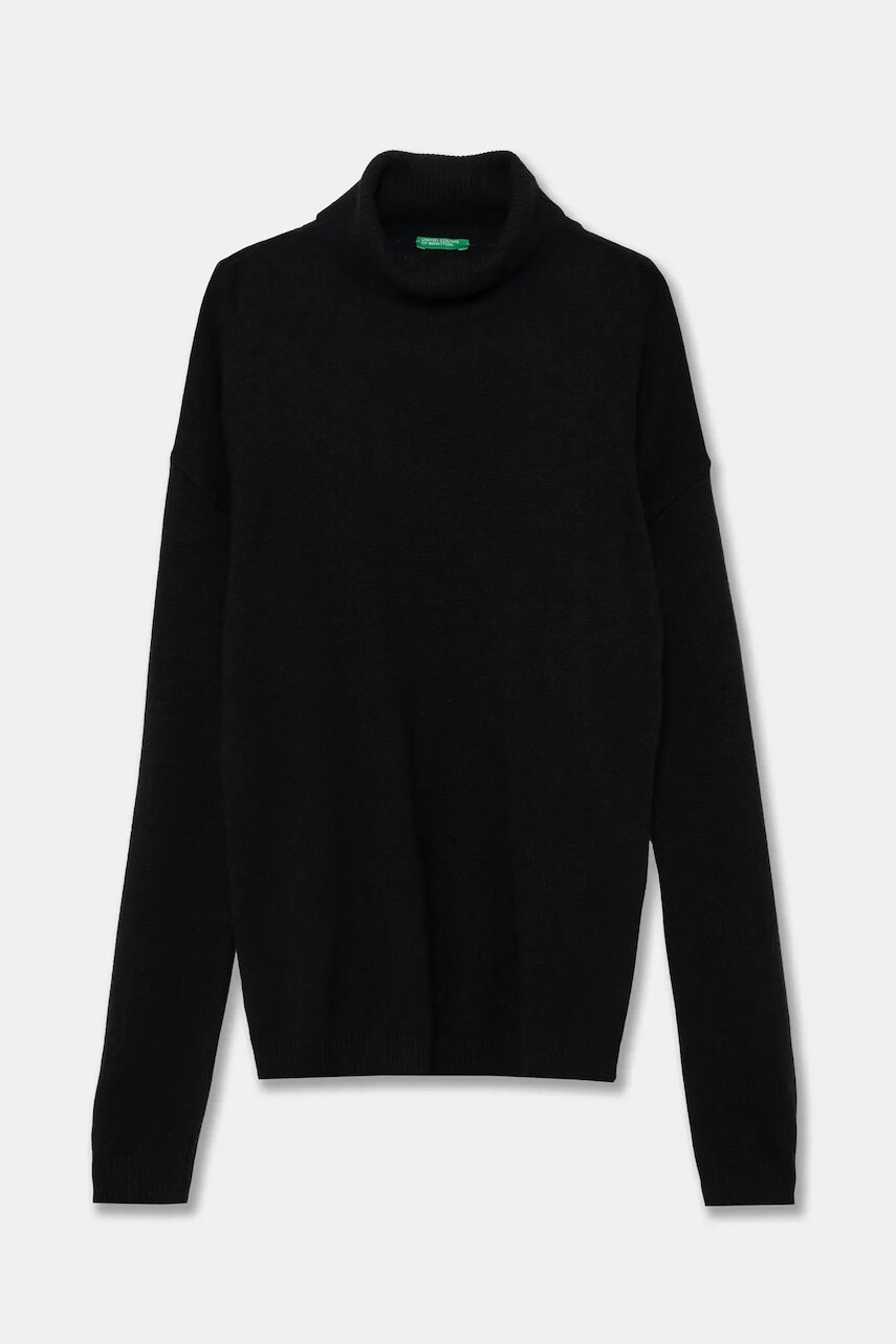 Detský sveter s prímesou vlny United Colors of Benetton čierna farba, 1032C200D