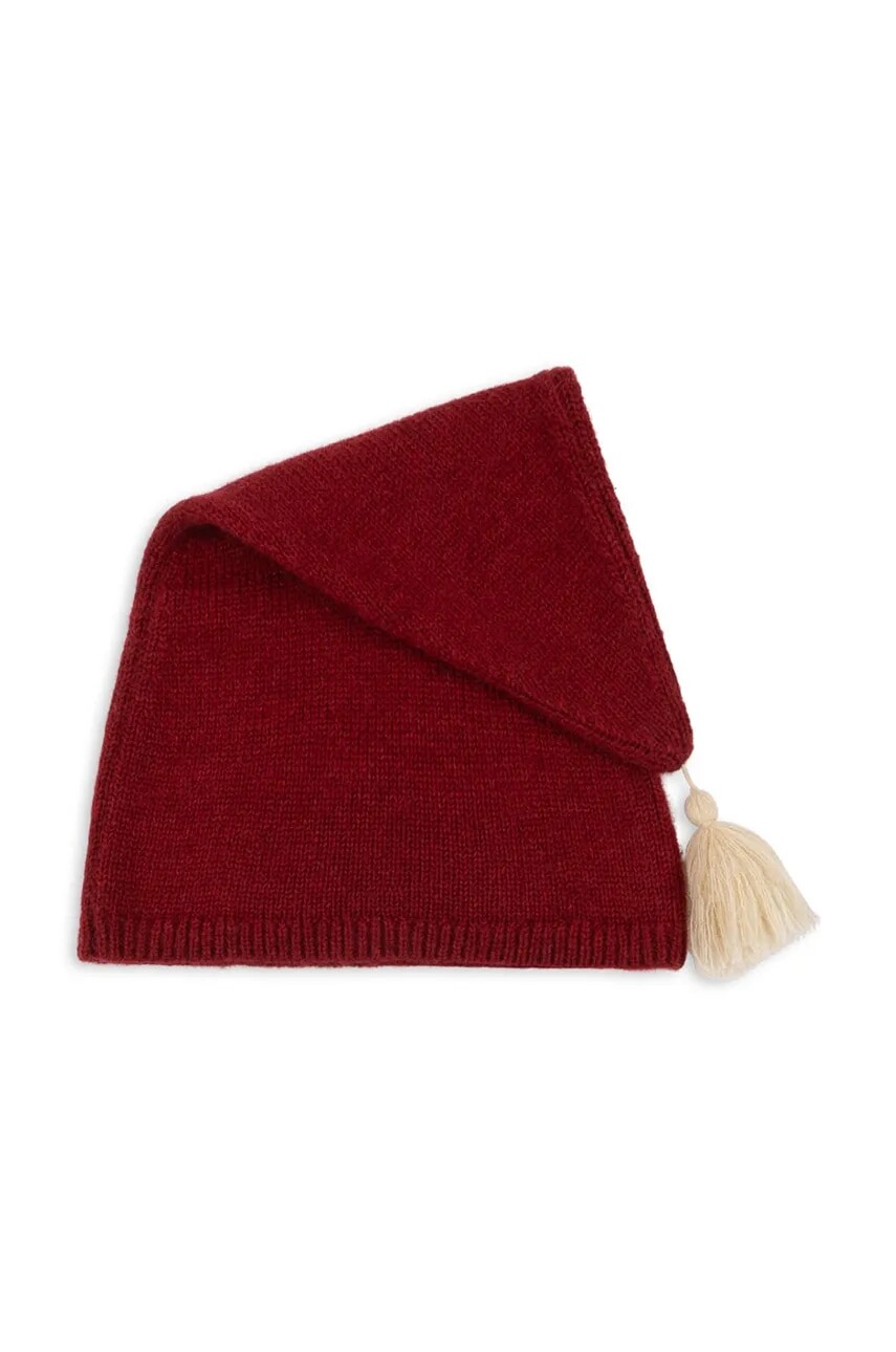 Detská čiapka s prímesou vlny Konges Sløjd CHRISTMAS KNIT HAT červená farba biela, z tenkej pleteniny, KS101927