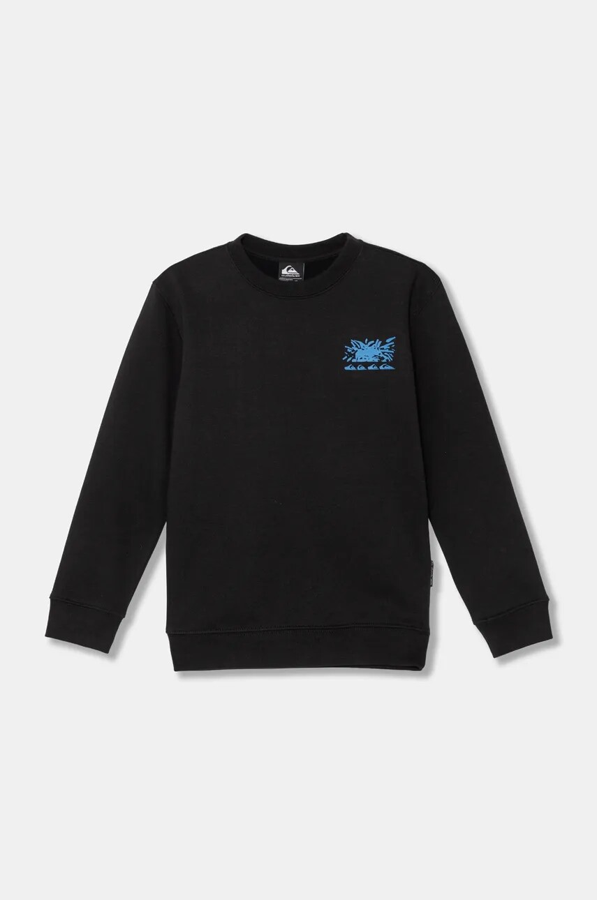 Detská mikina Quiksilver GRAPHIC CREW čierna farba, s potlačou, AQBFT03110