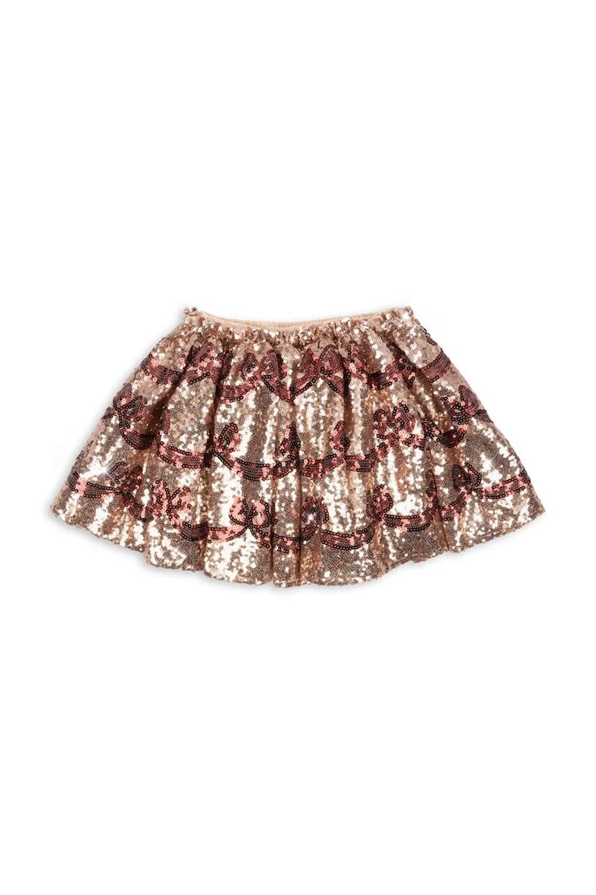 Sukňa Konges Sløjd STARLA BOW WOW SKIRT zlatá farba, mini, áčkový strih, KS102173