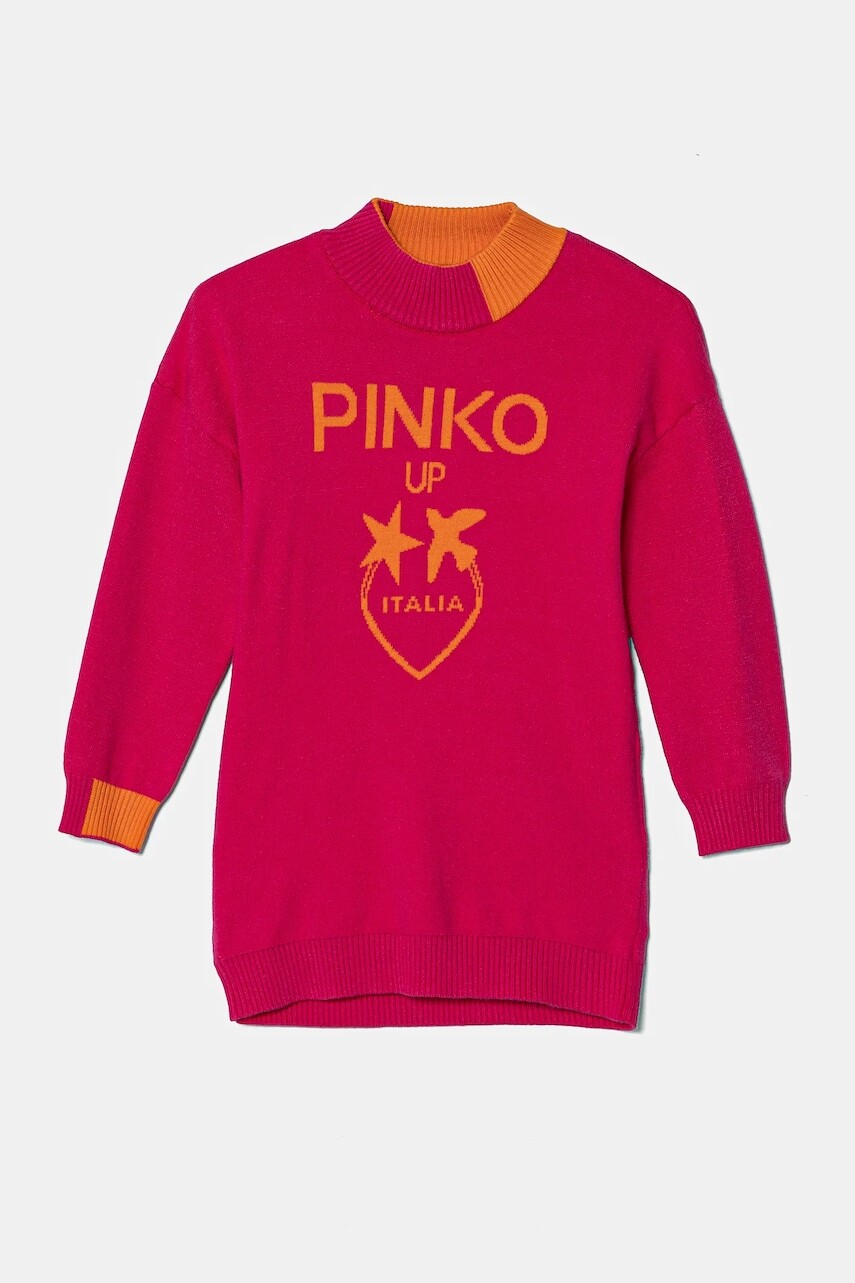 Dievčenské šaty Pinko Up ružová farba, mini, rovný strih, F4PIBGDR109