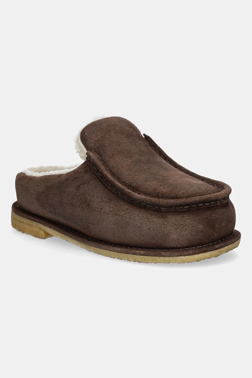 Semišové papuče JW Anderson Mule hnedá farba, ANW43230A