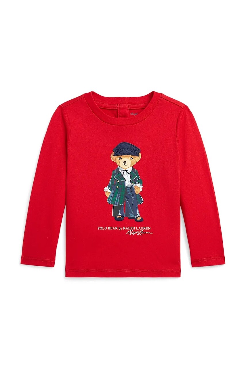 Detská bavlnená košeľa s dlhým rukávom Polo Ralph Lauren červená farba, 310952134001