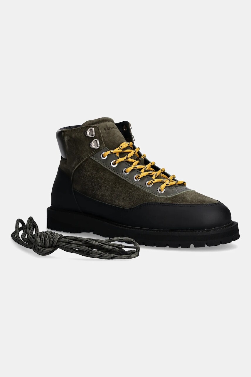 Kožené členkové topánky GARMENT PROJECT Olaf Lace-Up Boot pánske, zelená farba, GPF2605