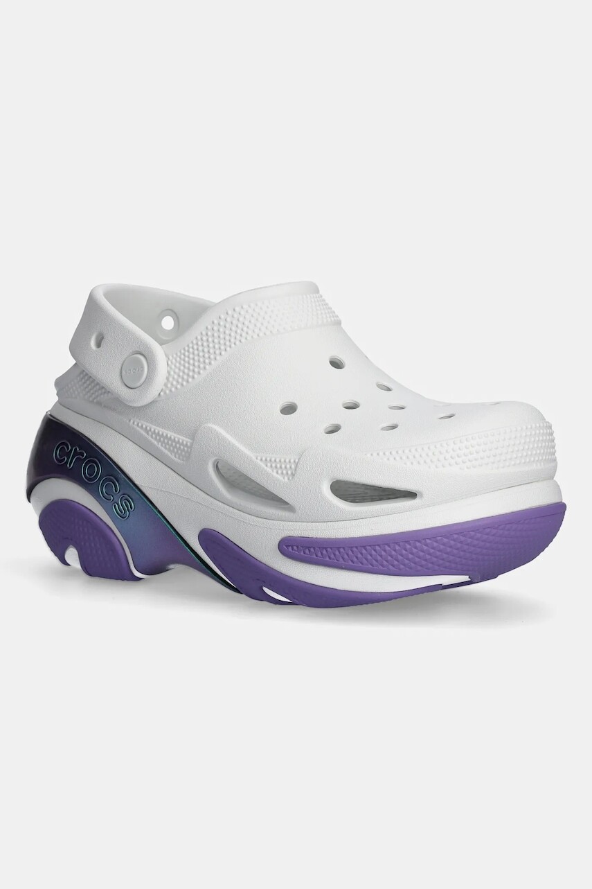 Šľapky Crocs Bubble Crush Reflector Clog dámske, biela farba, na platforme, 210743