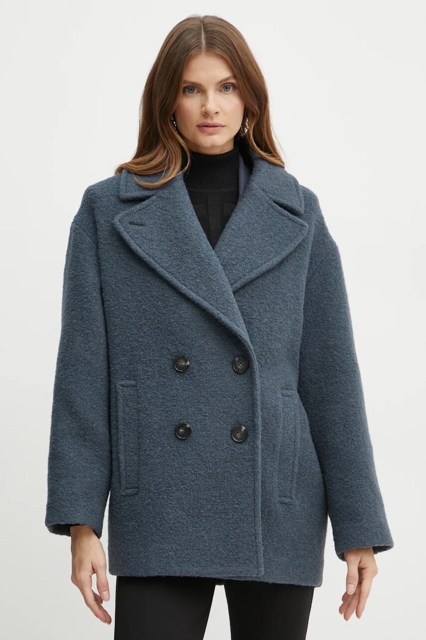 Vlnený kabát Patrizia Pepe šedá farba, prechodný, oversize, 2O0157 A489