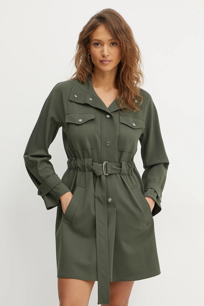 Šaty s prímesou vlny Weekend Max Mara zelená farba, mini, oversize, 2425226012600