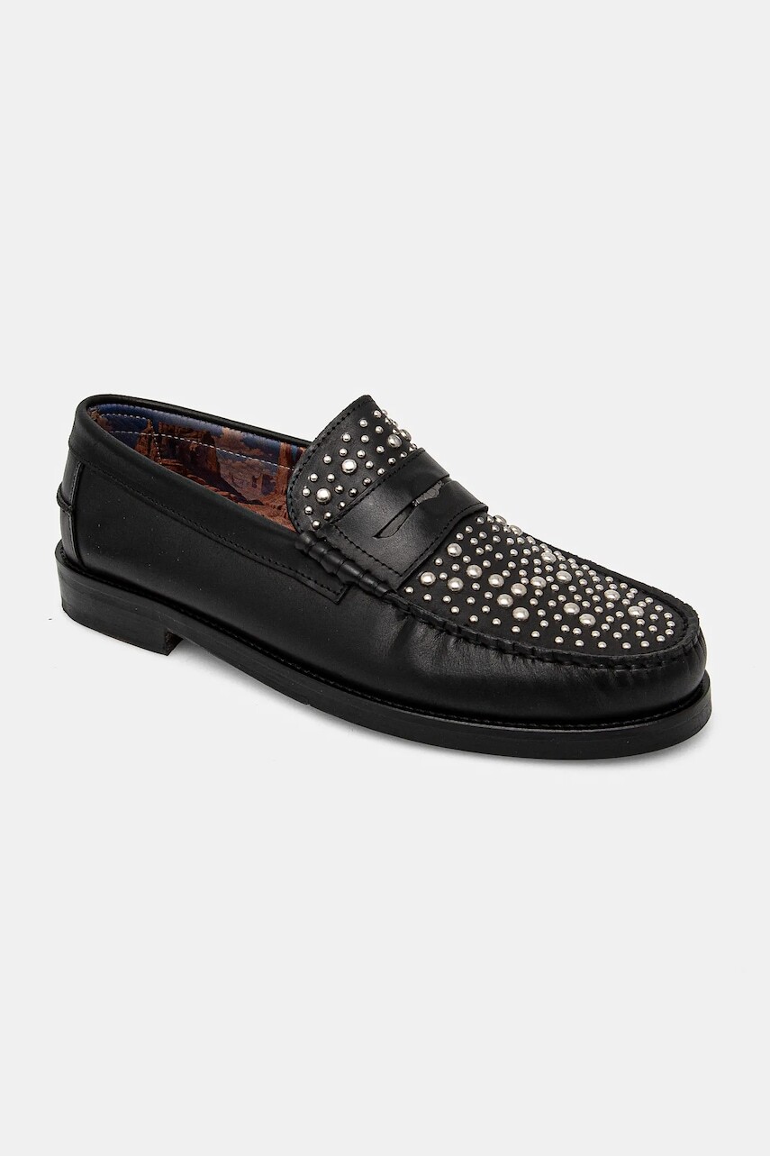 Kožené mokasíny Naked Wolfe Riviera pánske, čierna farba, Riviera Black Studs
