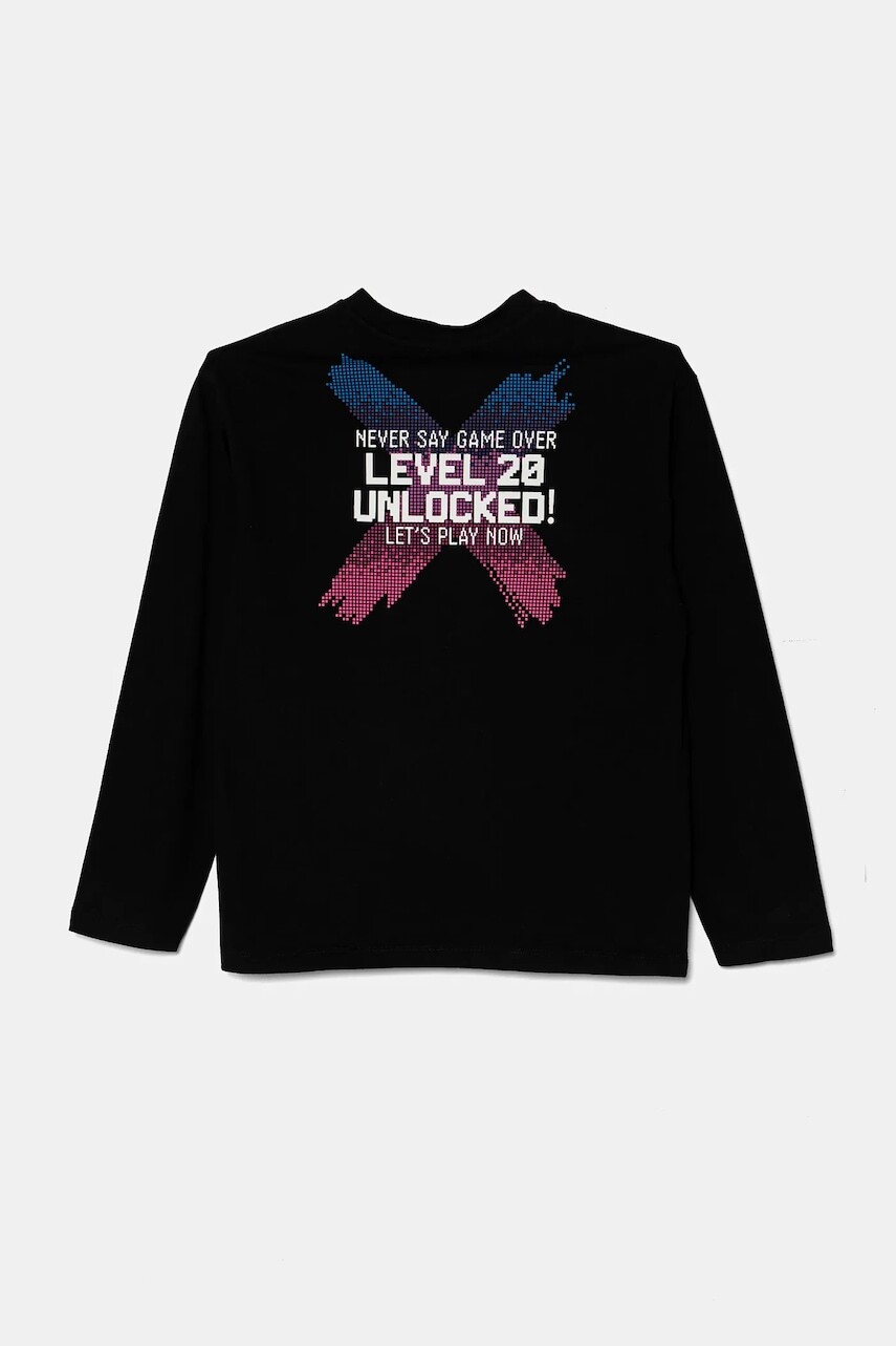 Detská bavlnená košeľa s dlhým rukávom United Colors of Benetton čierna farba, s potlačou, 3EG9C10M6