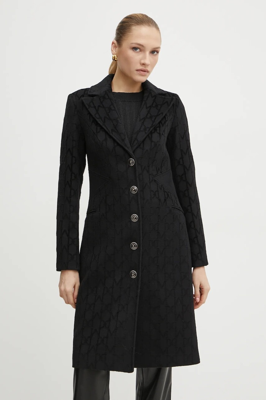 Vlnený kabát Marciano Guess LINDA čierna farba, prechodný, 4BGL03 7177A