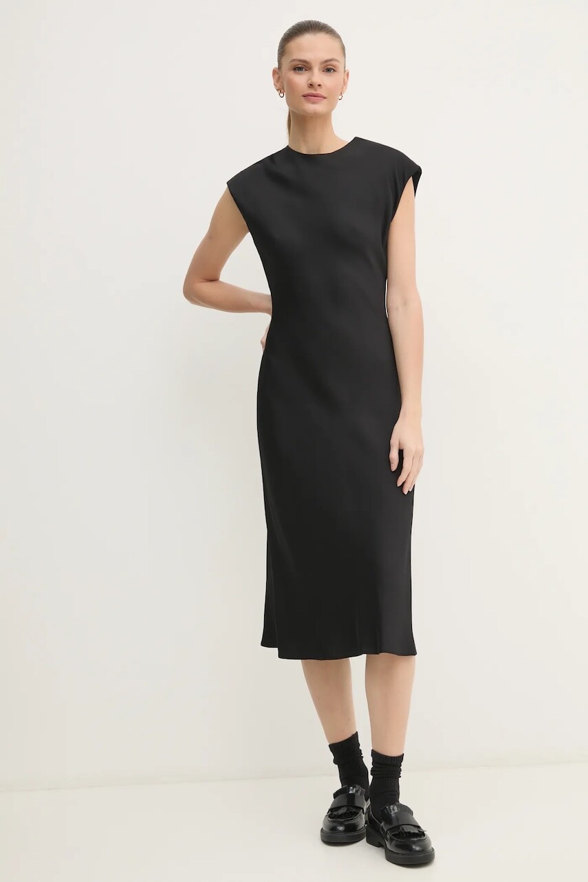 Šaty Calvin Klein čierna farba, midi, rovný strih, K20K207847