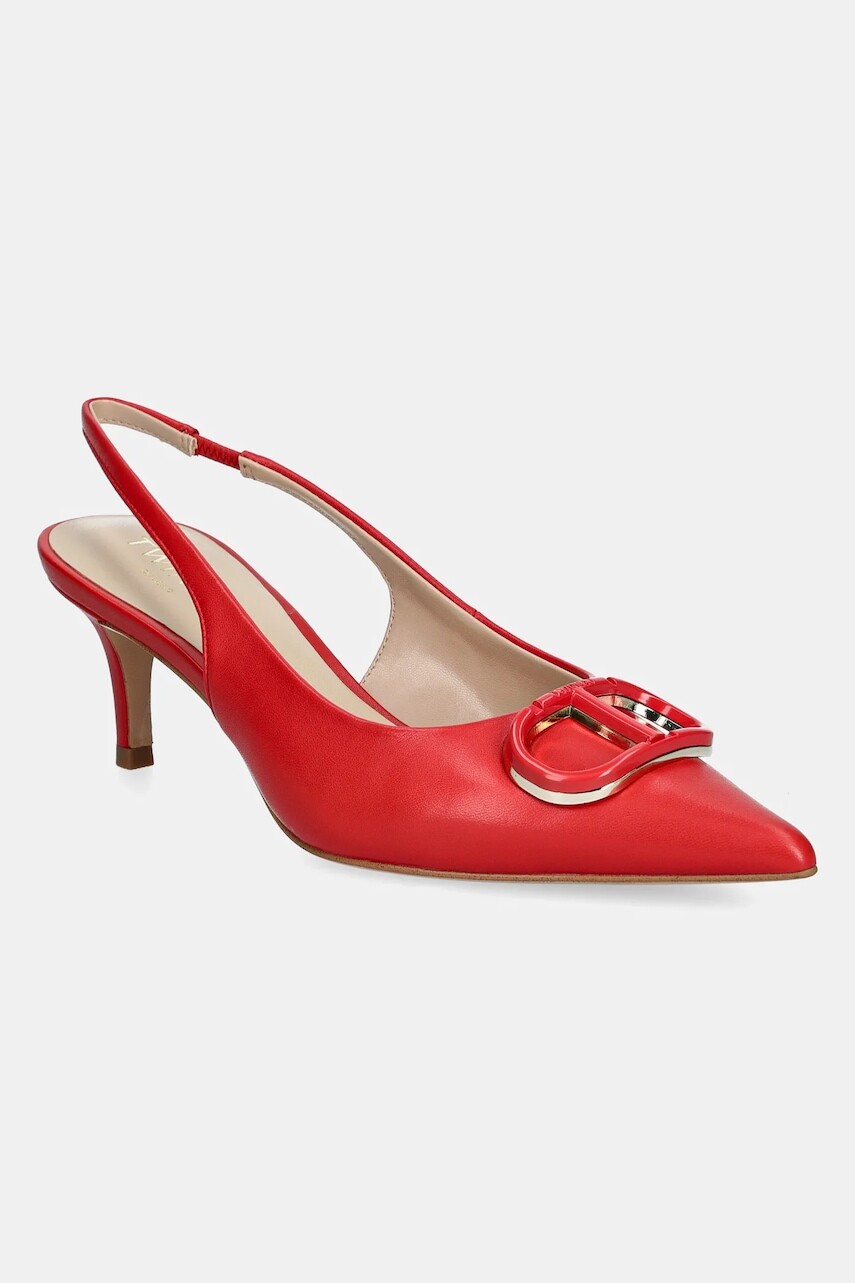 Kožené lodičky Twinset červená farba, 251TCP062