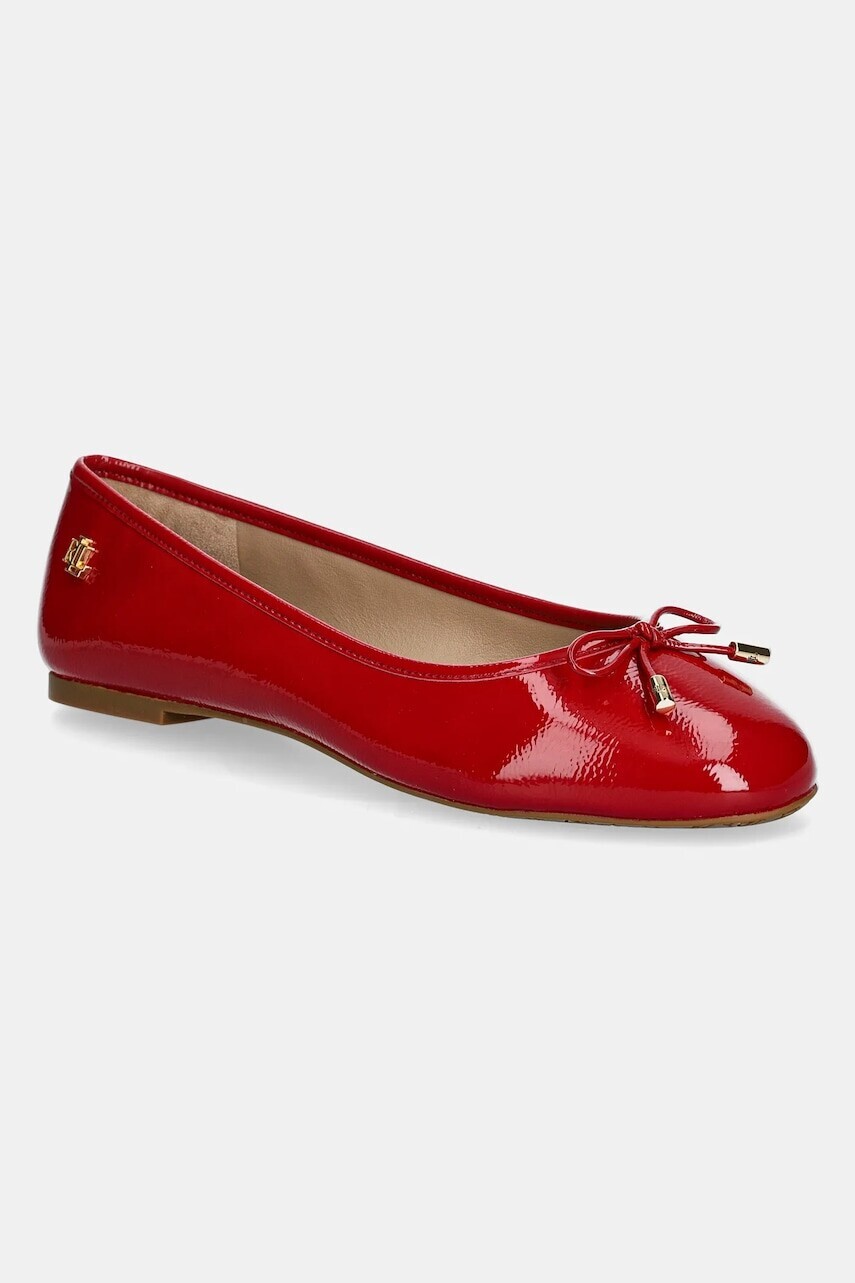 Kožené balerínky Lauren Ralph Lauren Jayna červená farba, 802956765002