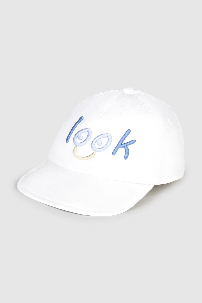 Detská bavlnená šiltovka Mayoral biela farba, vzorovaná, 10883