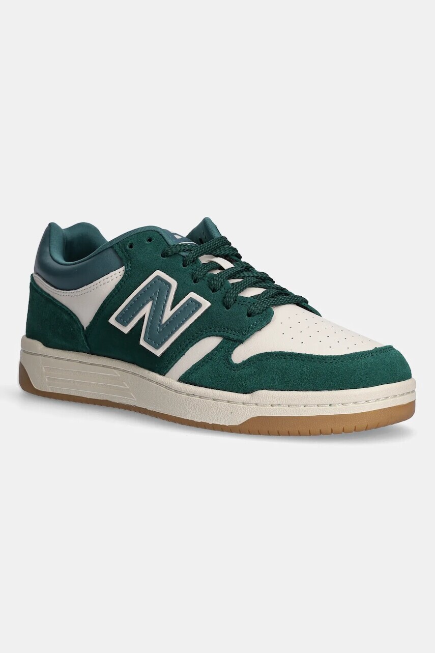 Kožené tenisky New Balance 480 zelená farba, BB480LPA