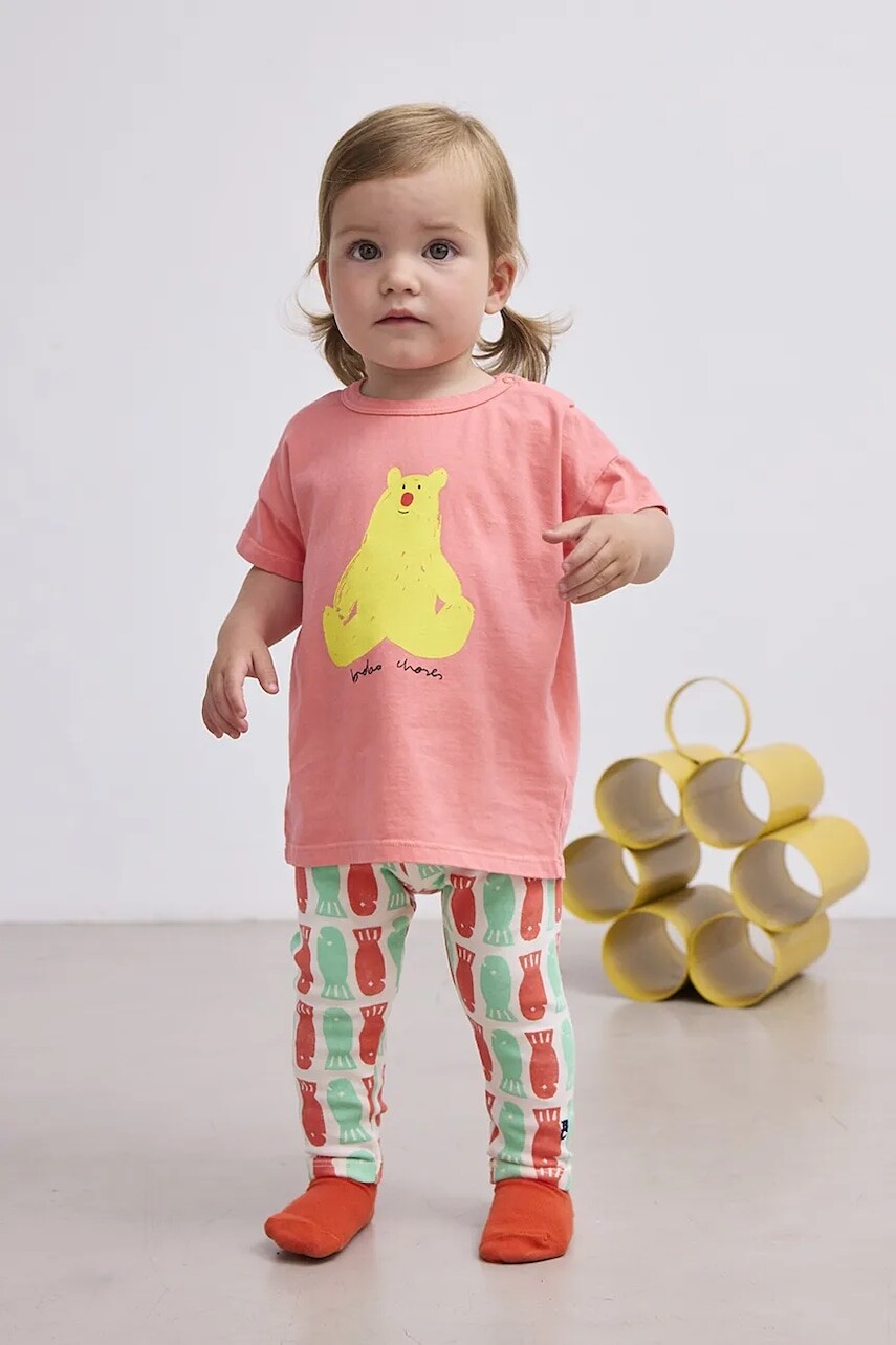 Detské bavlnené tričko Bobo Choses Hug Me Bear oranžová farba, s potlačou, 125AB007