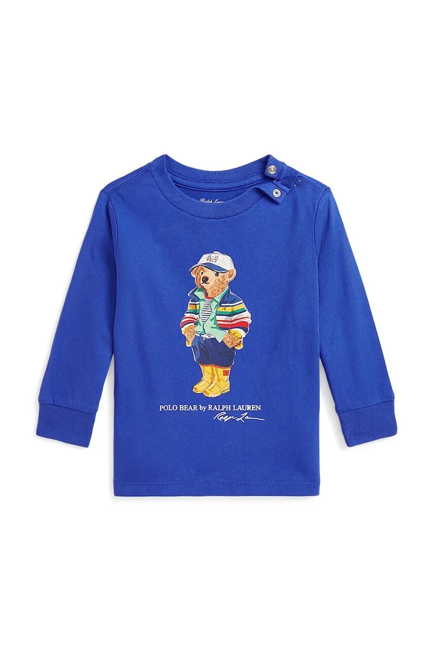 Detská bavlnená košeľa s dlhým rukávom Polo Ralph Lauren s potlačou, 320883620009