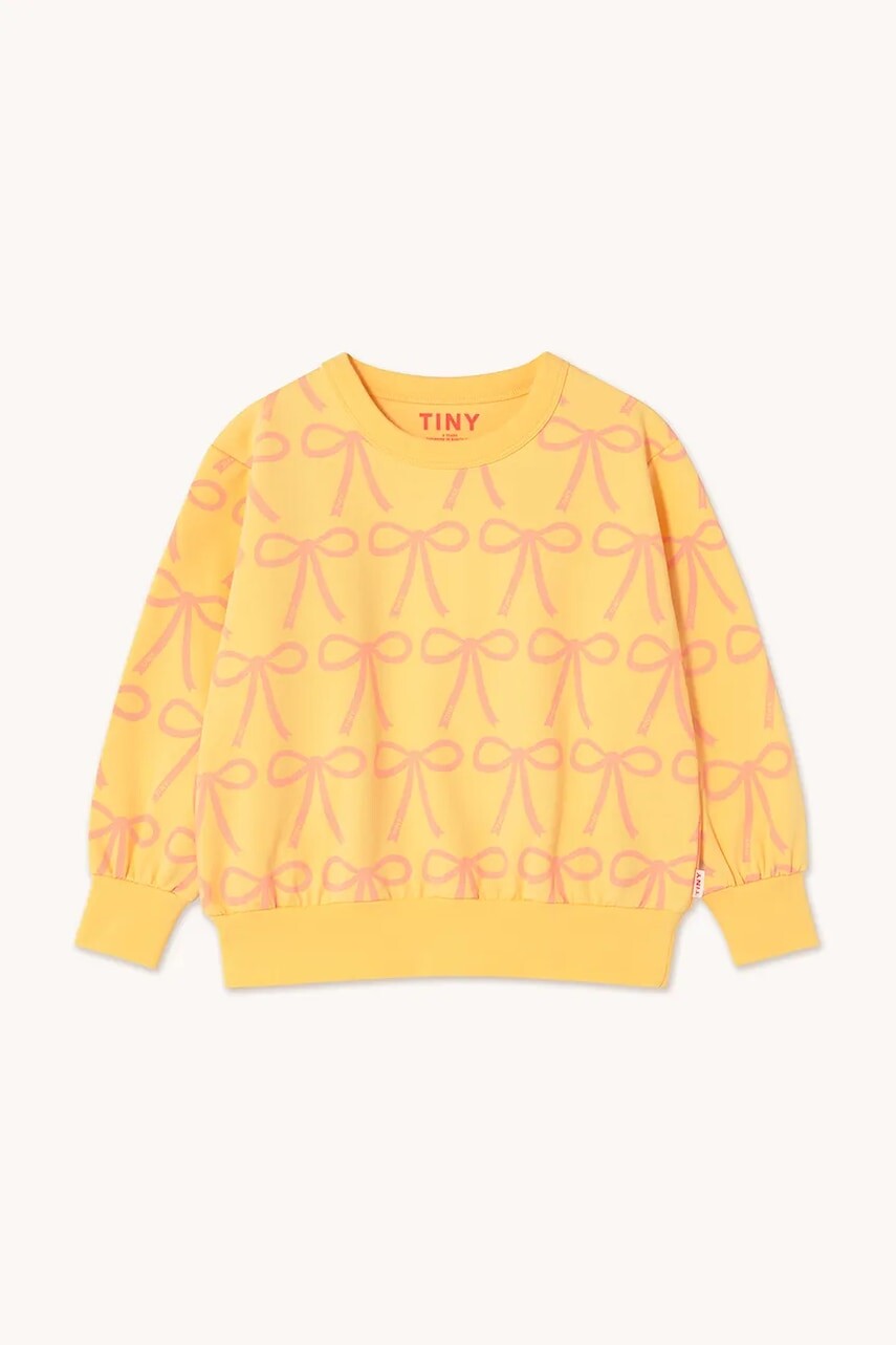 Detská mikina Tinycottons BOWS SWEATSHIRT žltá farba, vzorovaná, SS25-056