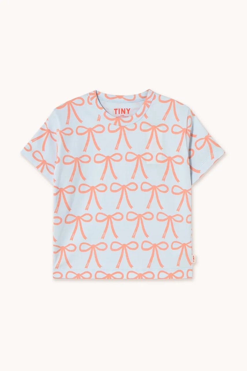 Detské bavlnené tričko Tinycottons BOWS TEE pastel blue SS25-026
