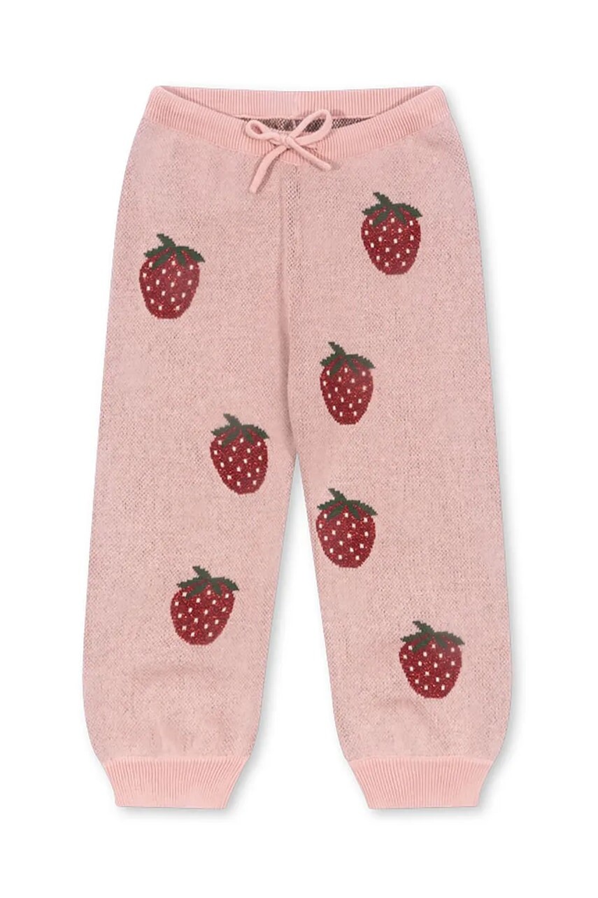 Detské tepláky Konges Sløjd LAPIS LUREX KNIT PANTS ružová farba, s nášivkou, KS102261