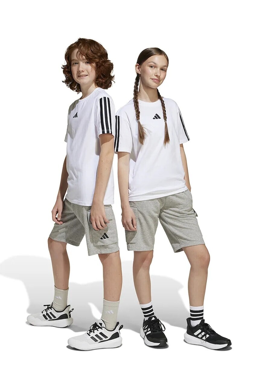 Detské krátke nohavice adidas šedá farba, melanžové, JE3973