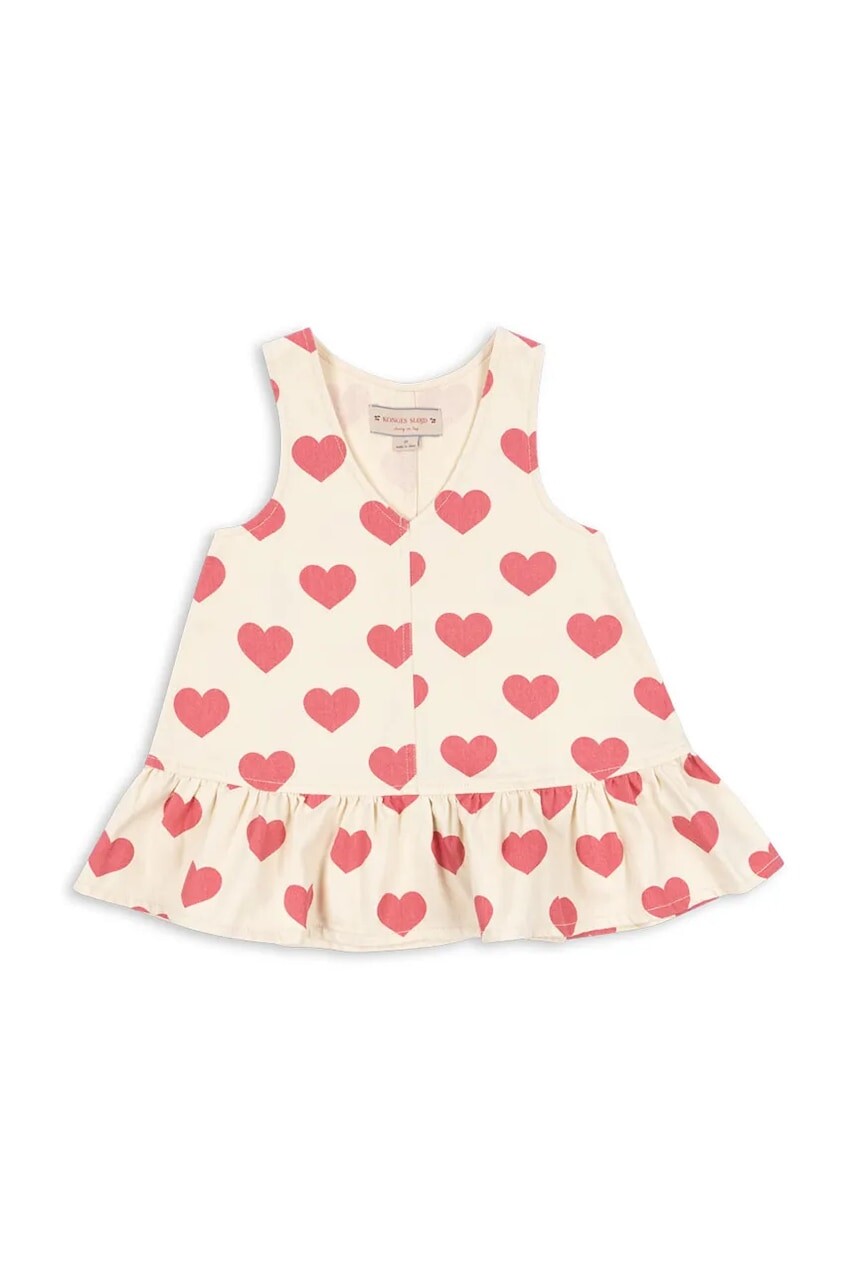 Dievčenské bavlnené šaty Konges Sløjd MAGOT DRESS GOTS béžová farba, mini, áčkový strih, KS103365