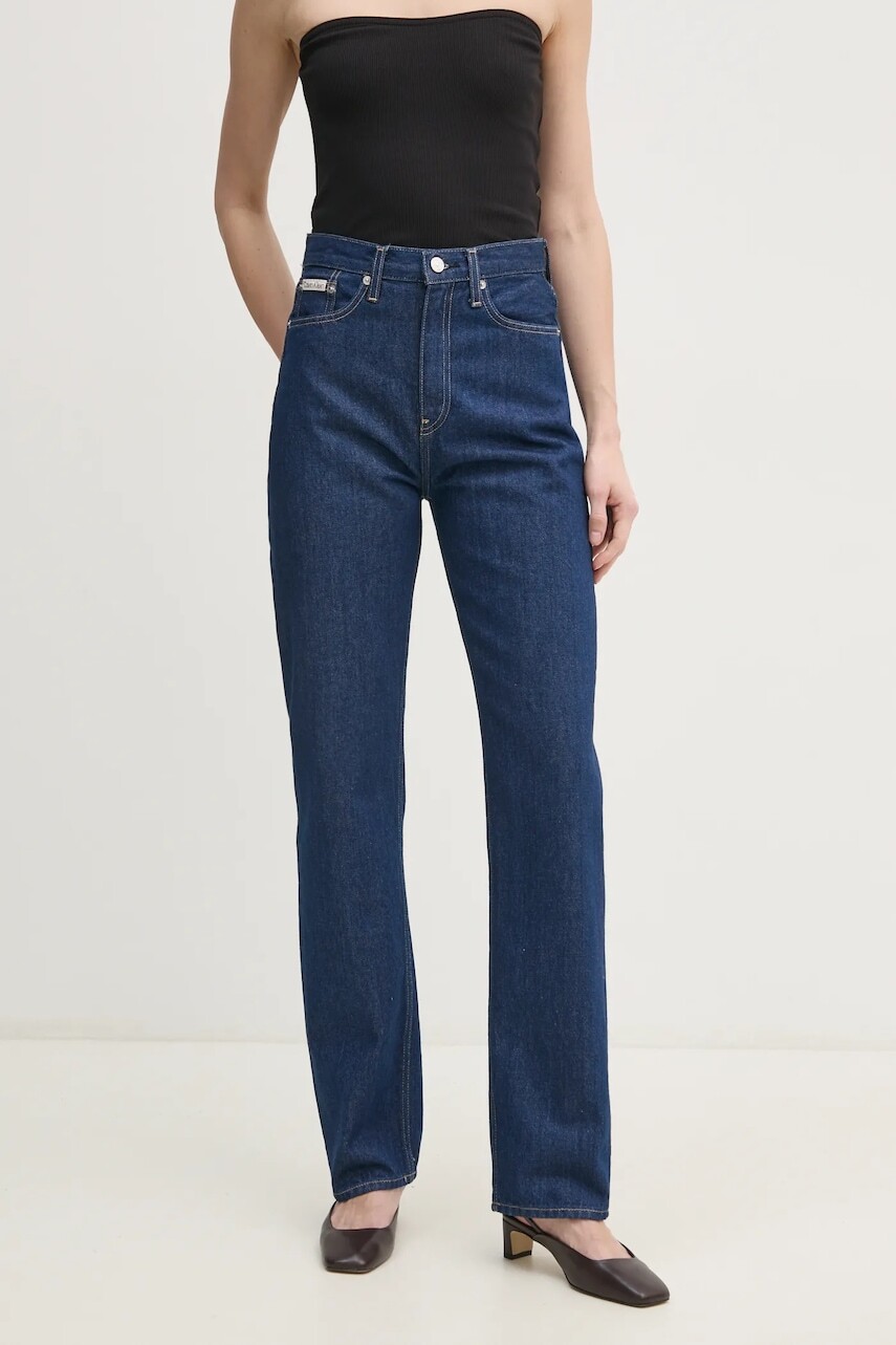 Bavlnené rifle Calvin Klein Jeans vysoký pás, J20J225128