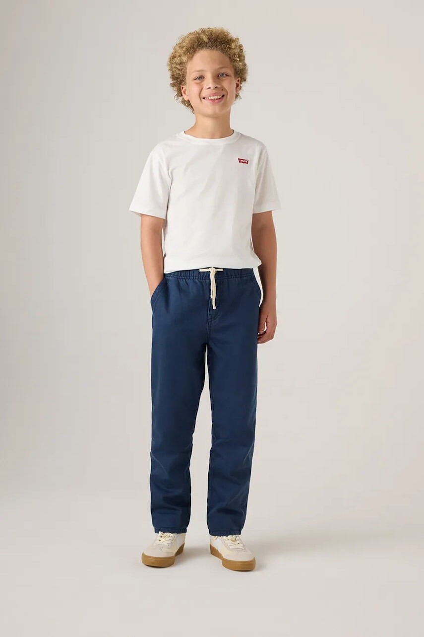 Detské bavlnené nohavice Levi's LOOSE FIT PULL-ON PANTS tmavomodrá farba, jednofarebné, 9EL221