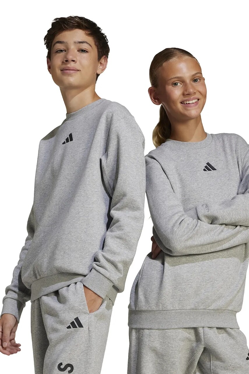 Detské tepláky adidas šedá farba, melanžové, JC7640