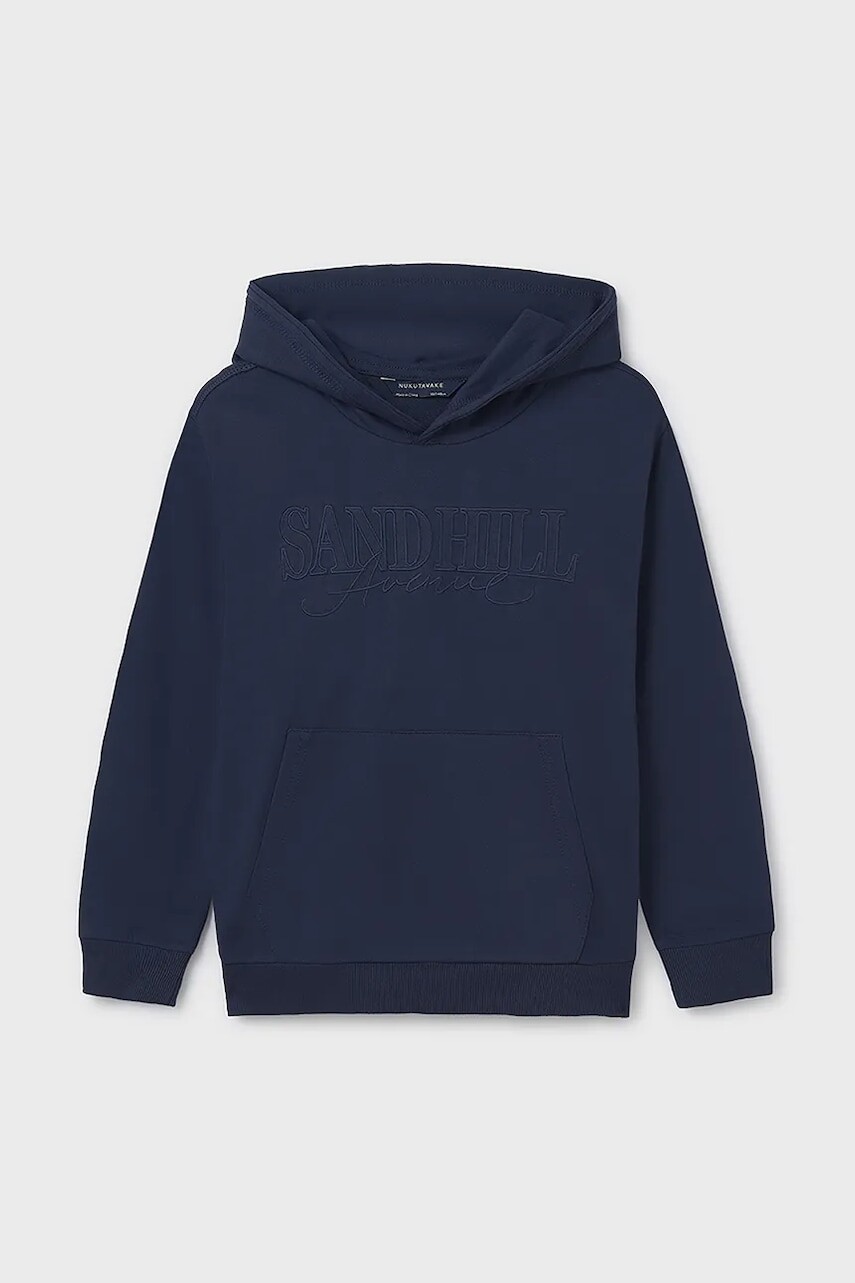 Detská mikina Mayoral tmavomodrá farba, s kapucňou, s potlačou, 6481