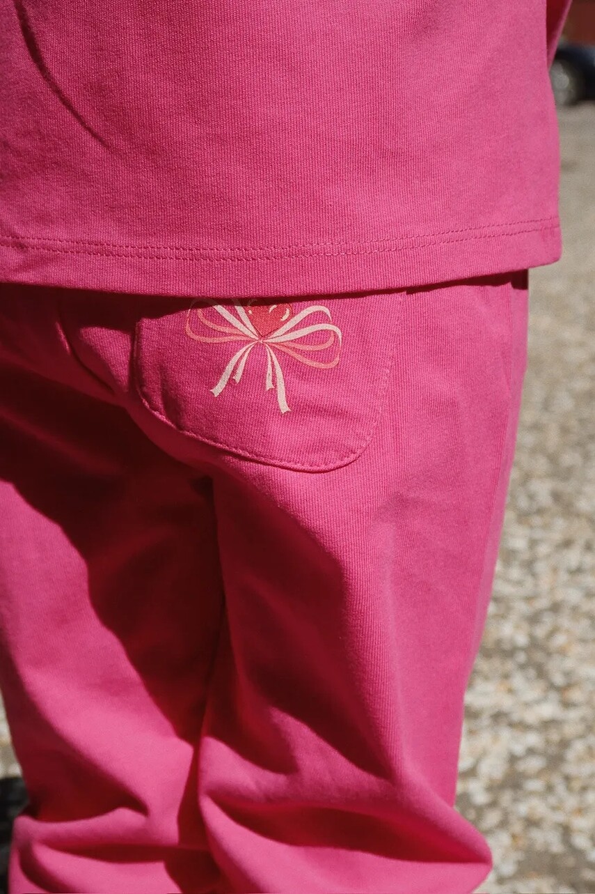 Detské bavlnené nohavice Konges Sløjd BABETTE PANTS GOTS ružová farba, jednofarebné, KS102560