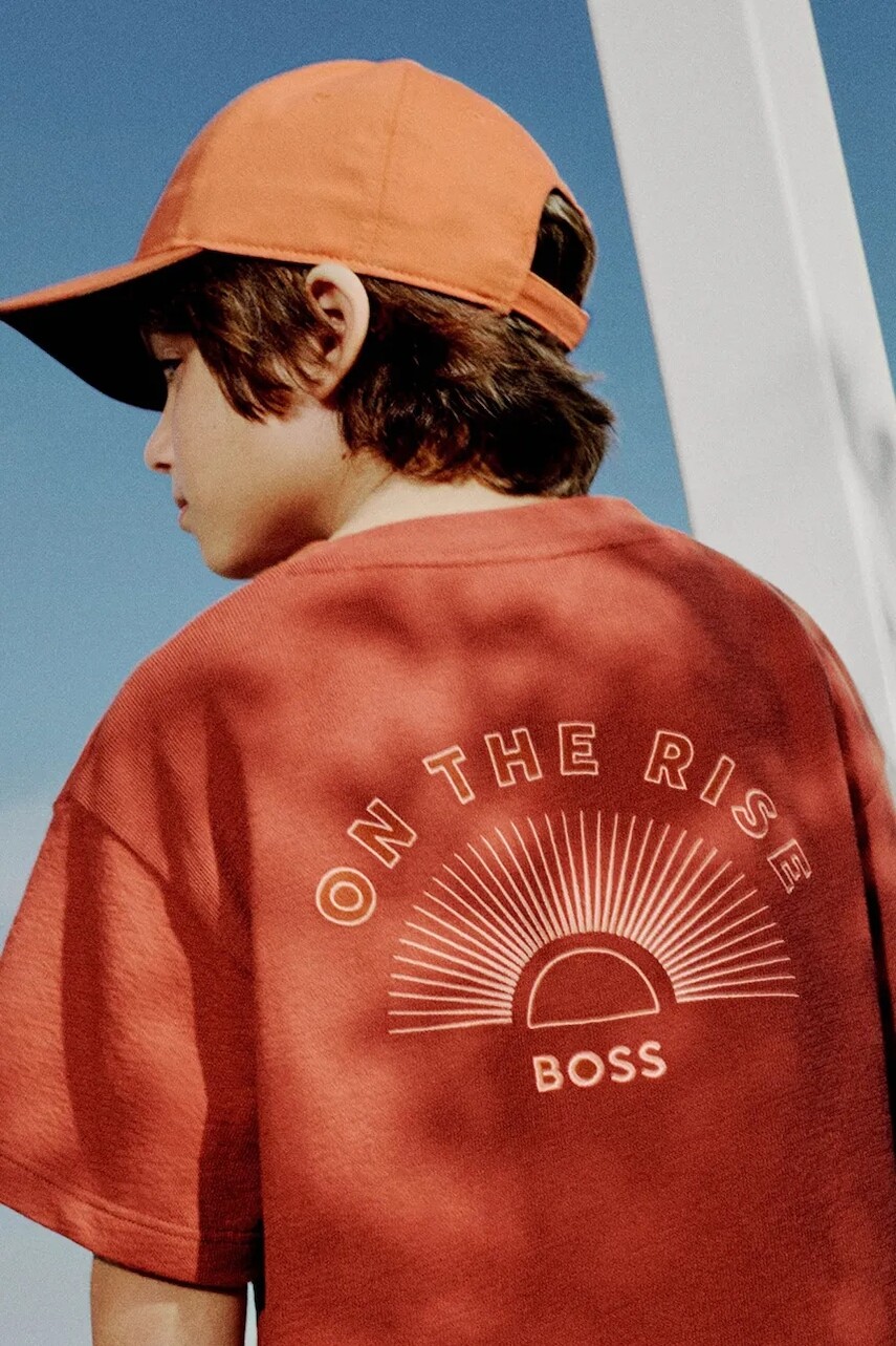 Detské bavlnené tričko BOSS oranžová farba, jednofarebné, J52029