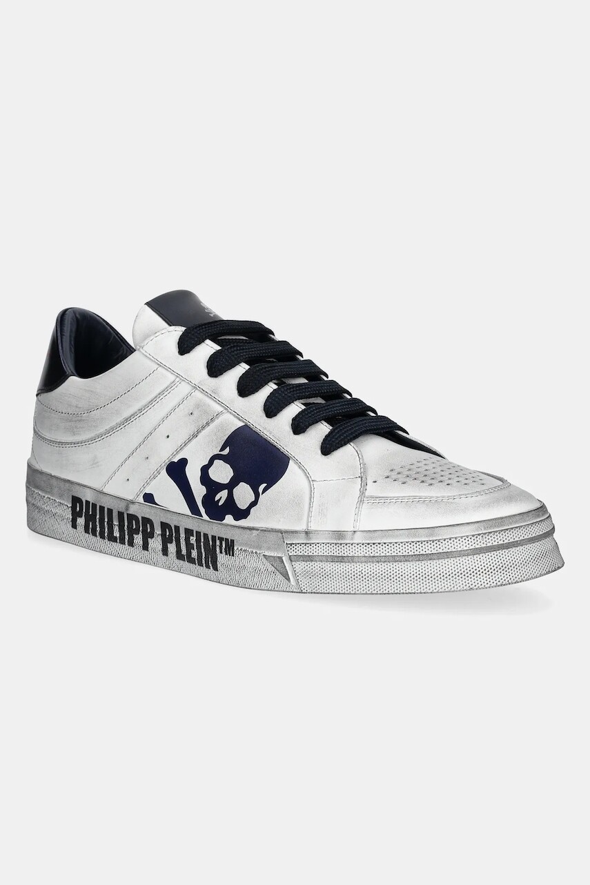Kožené tenisky Philipp Plein Lo-Top Retrokickz TM biela farba, USC0634 PLE005N 0114