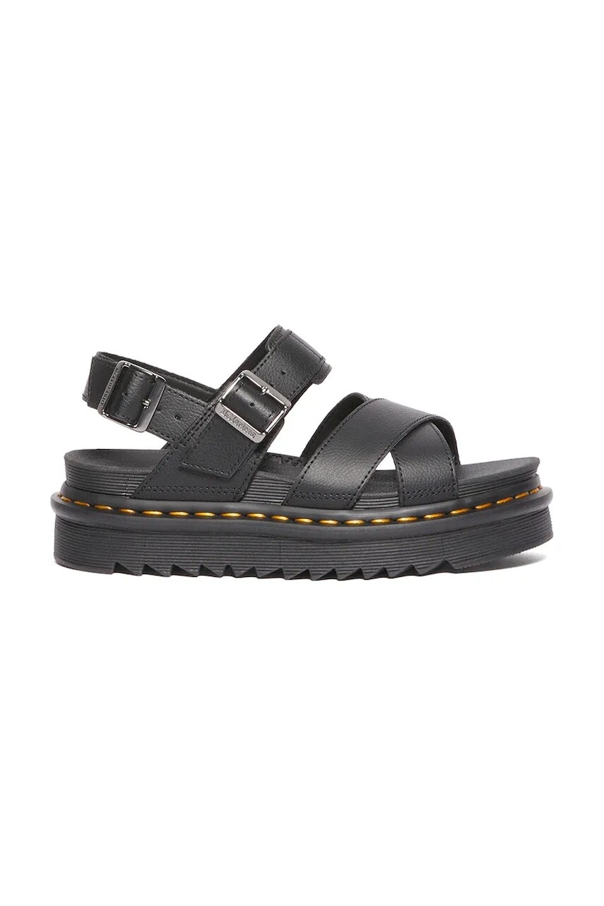 Kožené sandále Dr. Martens Voss II dámske, čierna farba, na platforme, DM31558001