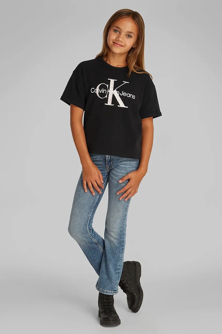 Detské bavlnené tričko Calvin Klein Jeans čierna farba, IG0IG02861