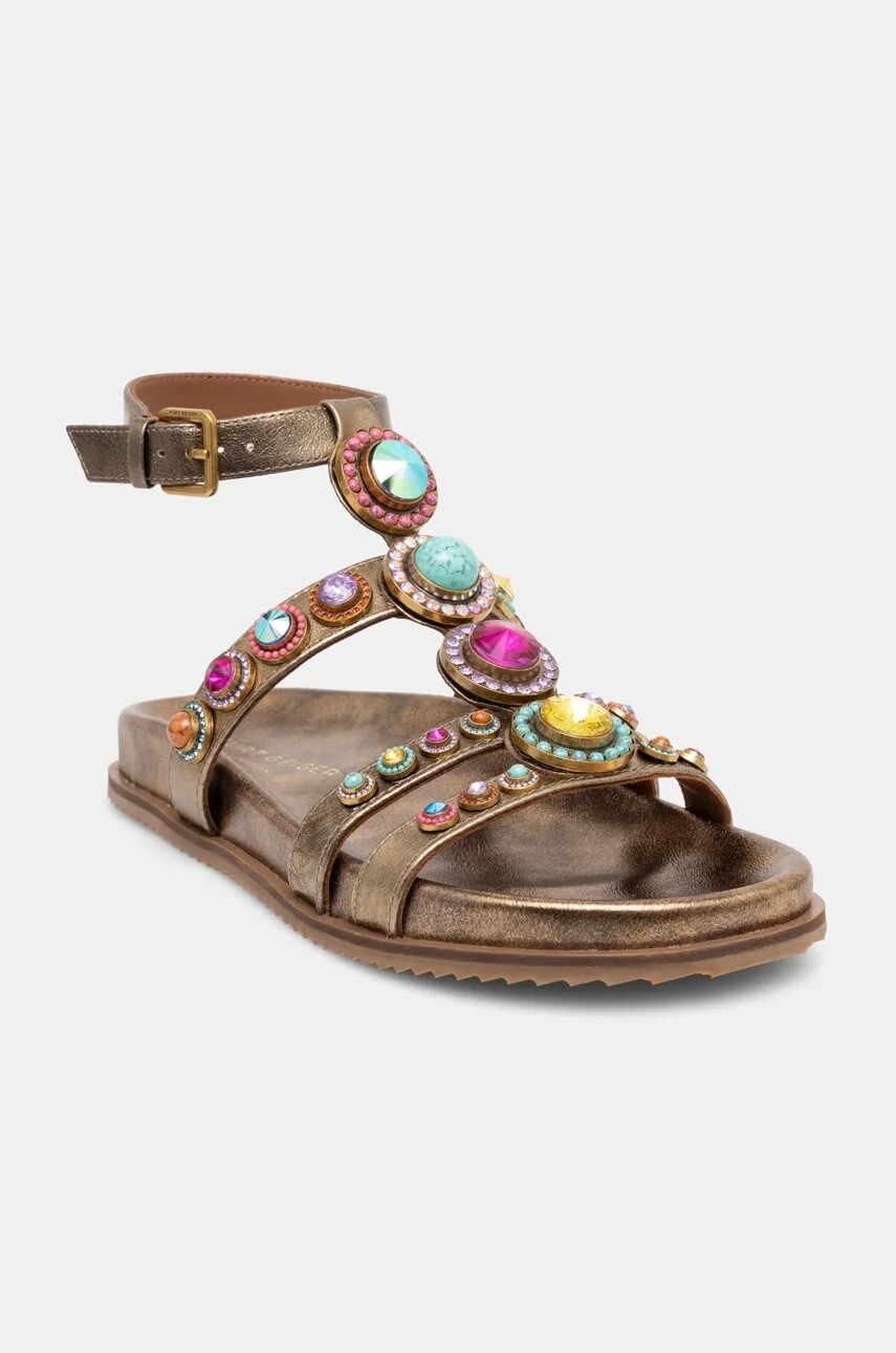 Kožené sandále Kurt Geiger London Octavia Flexi Gladiator dámske, zlatá farba, 4369068109
