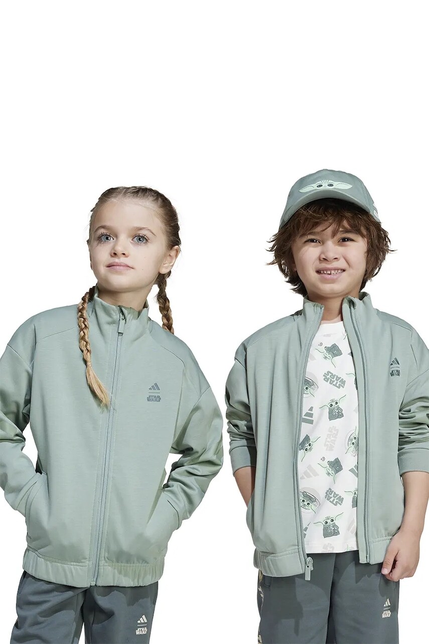 Detská mikina adidas zelená farba, s potlačou, JF3653