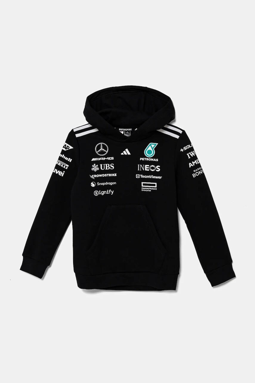 Detská mikina adidas Performance MER čierna farba, s kapucňou, vzorovaná, JX0683