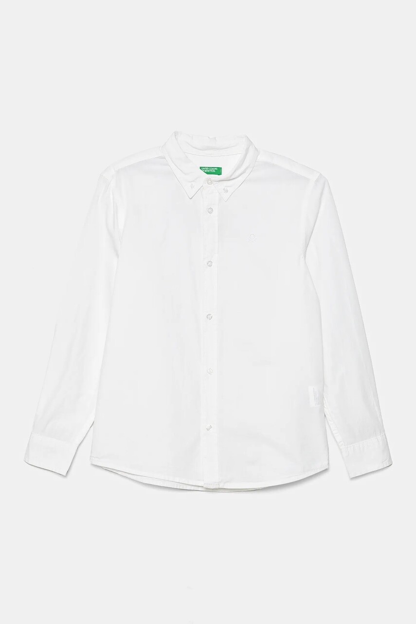 Detská bavlnená košeľa United Colors of Benetton biela farba, 54AZCQ00R