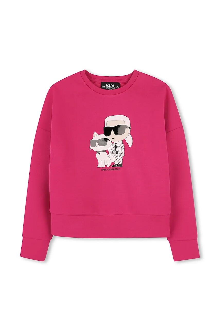 Detská mikina Karl Lagerfeld ružová farba, s potlačou, Z30472