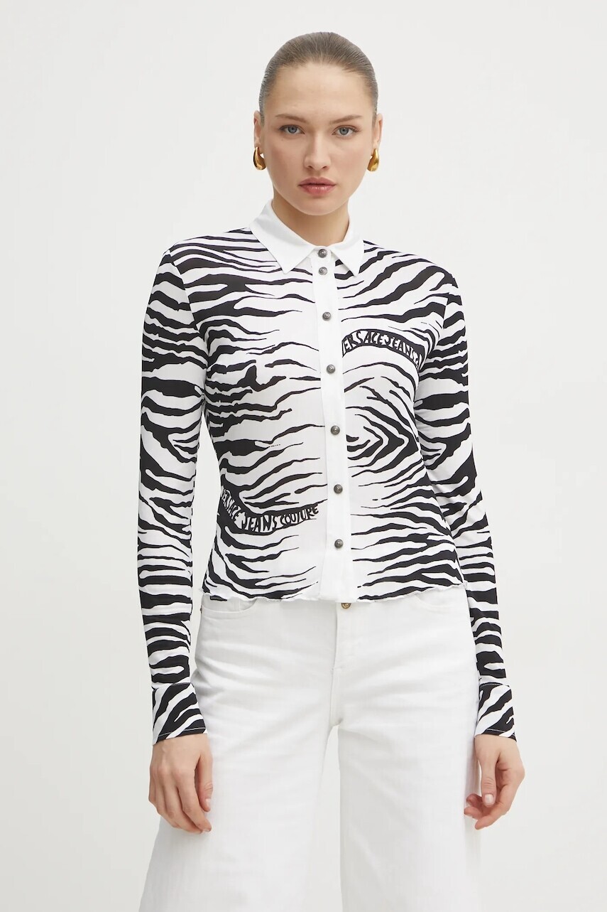 Košeľa Versace Jeans Couture dámska, biela farba, regular, s klasickým golierom, 78HAL2P3 JS468
