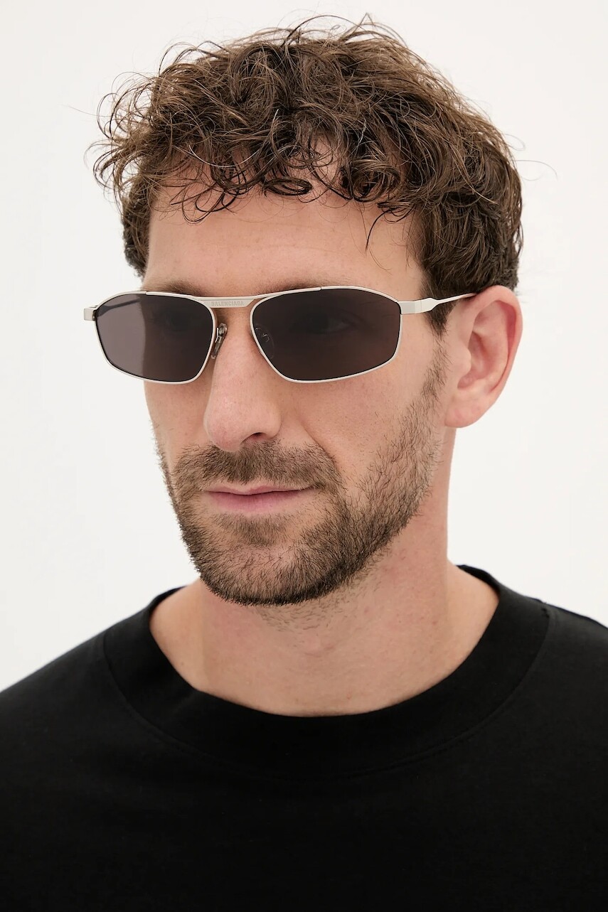 Slnečné okuliare Balenciaga pánske, strieborná farba, BB0416S