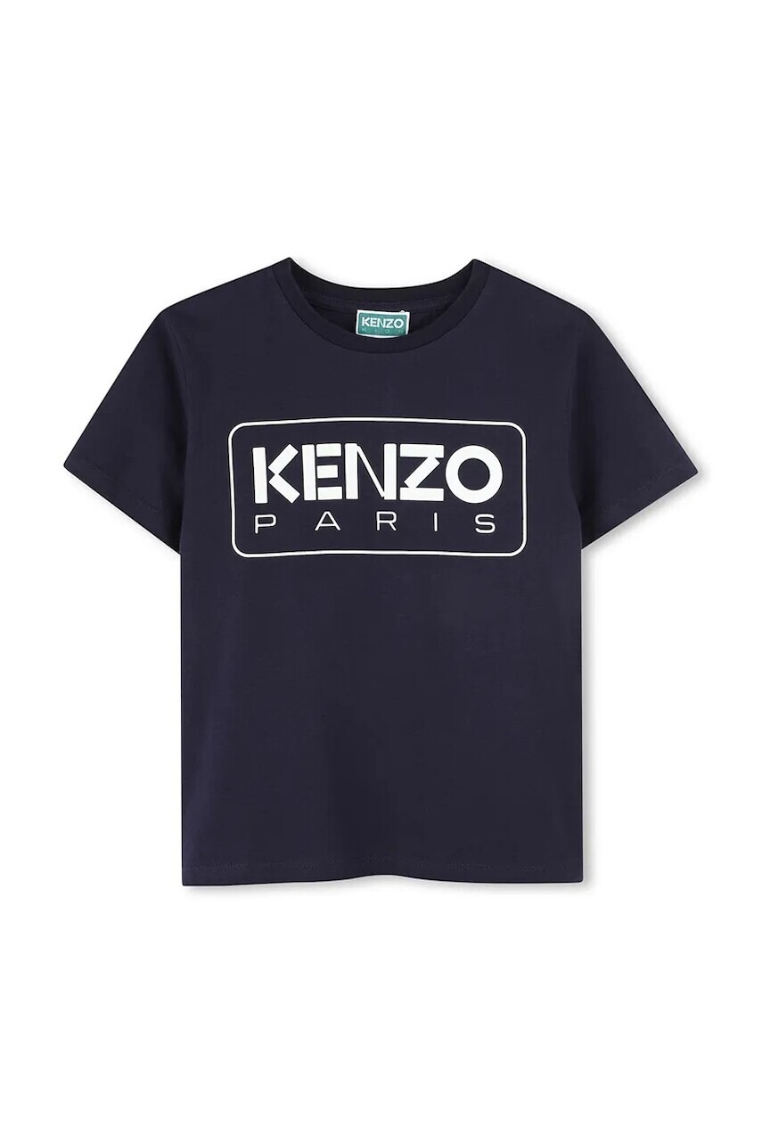 Detské bavlnené tričko Kenzo Kids tmavomodrá farba, s potlačou, K61142